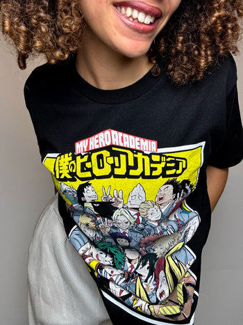 Tee shirt noir MY HERO ACADEMIA M vintage
