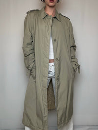 Grüner Trenchcoat in Größe L aus Vintage-Molton