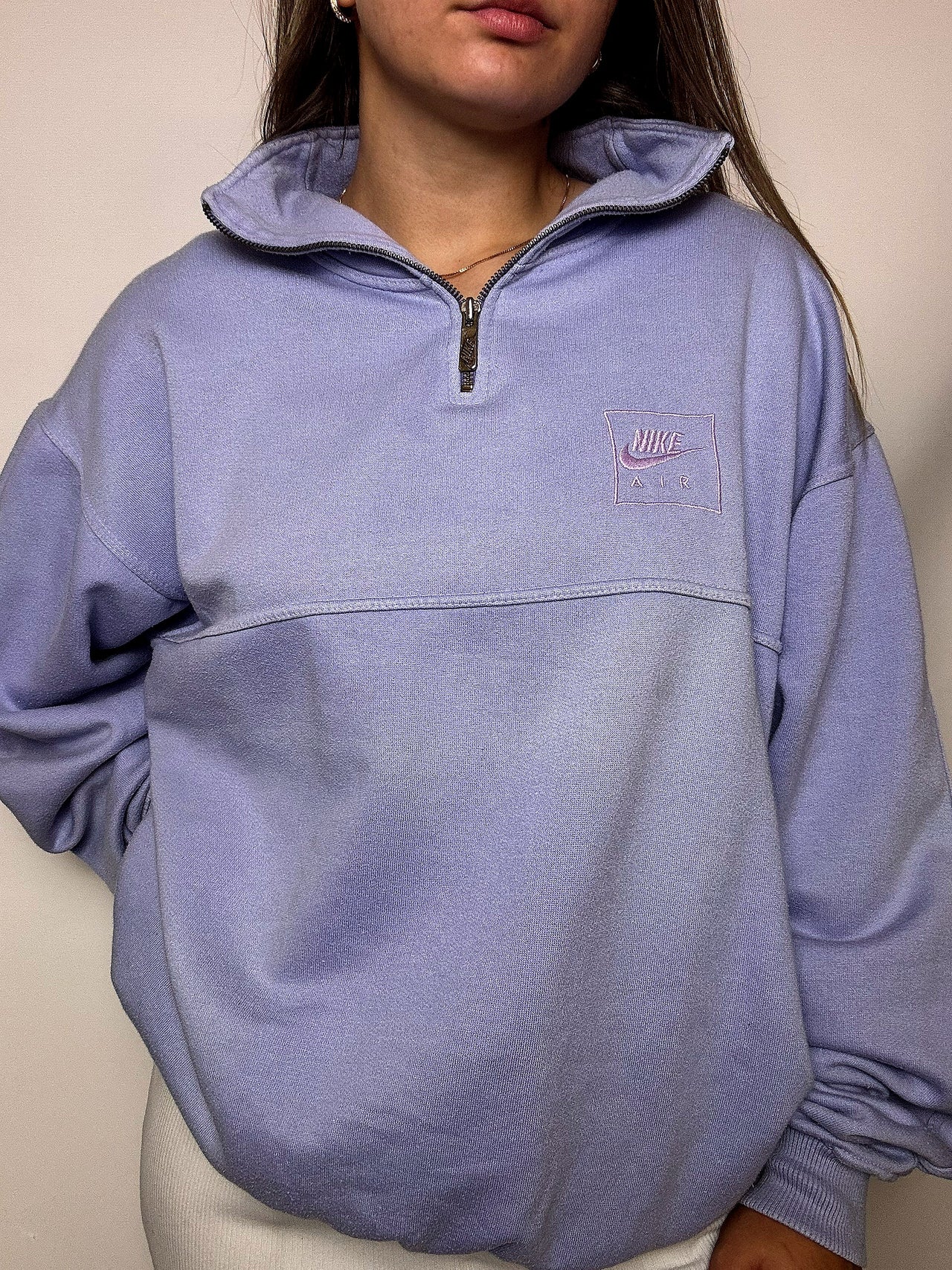 Sweat col cheminé lila NIKE XL vintage