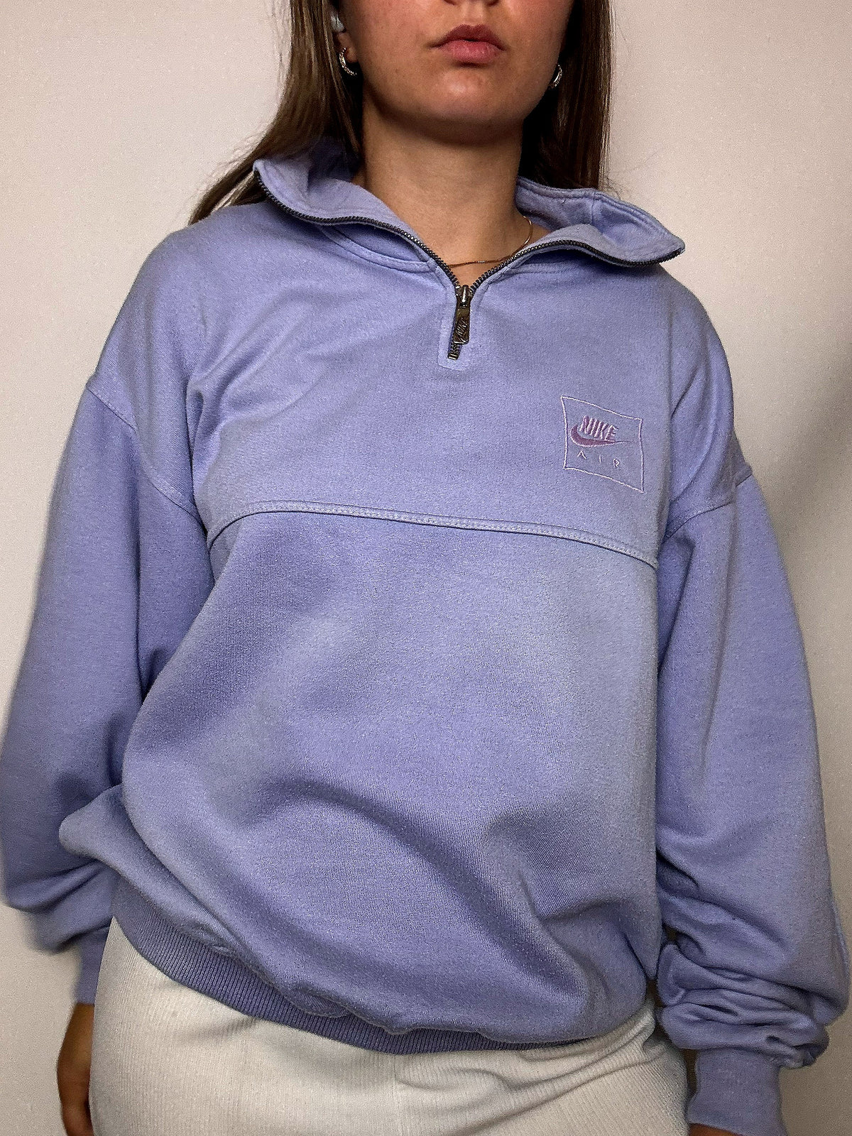 Sweat col cheminé lila NIKE XL vintage