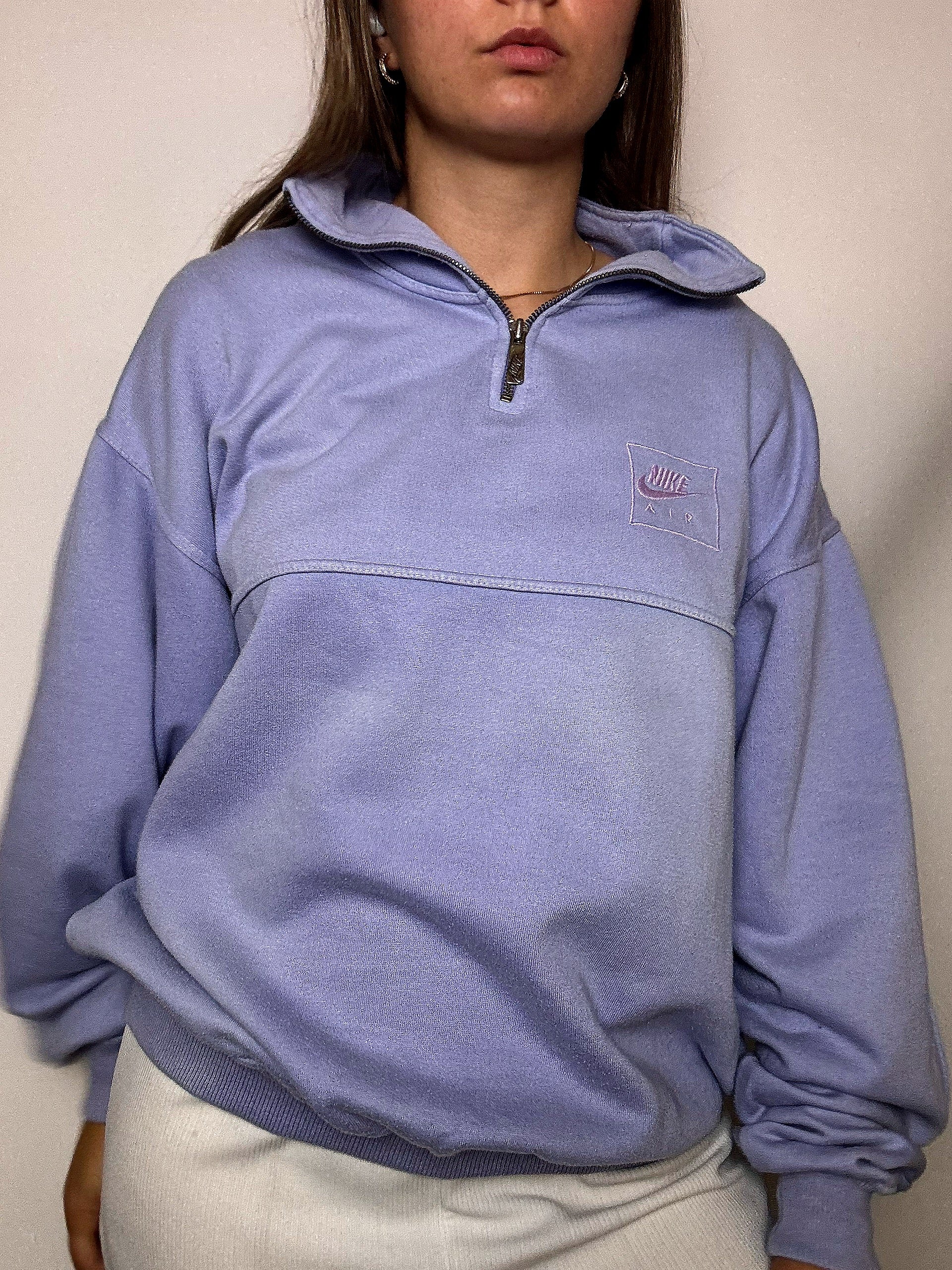 Sweat col cheminé lila NIKE XL vintage