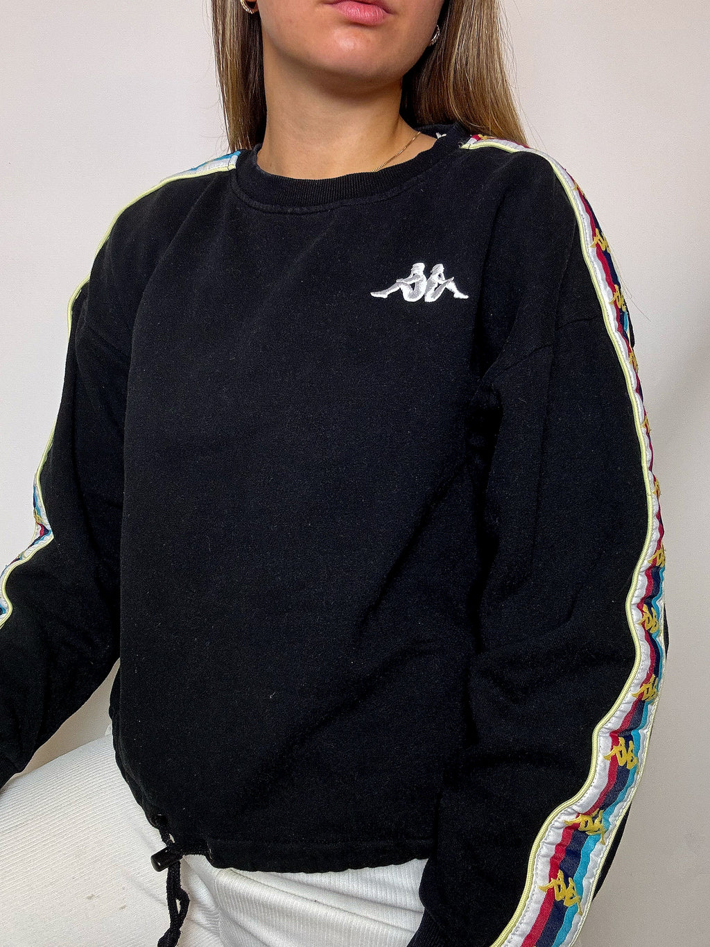Black KAPPA crewneck sweatshirt S/M vintage
