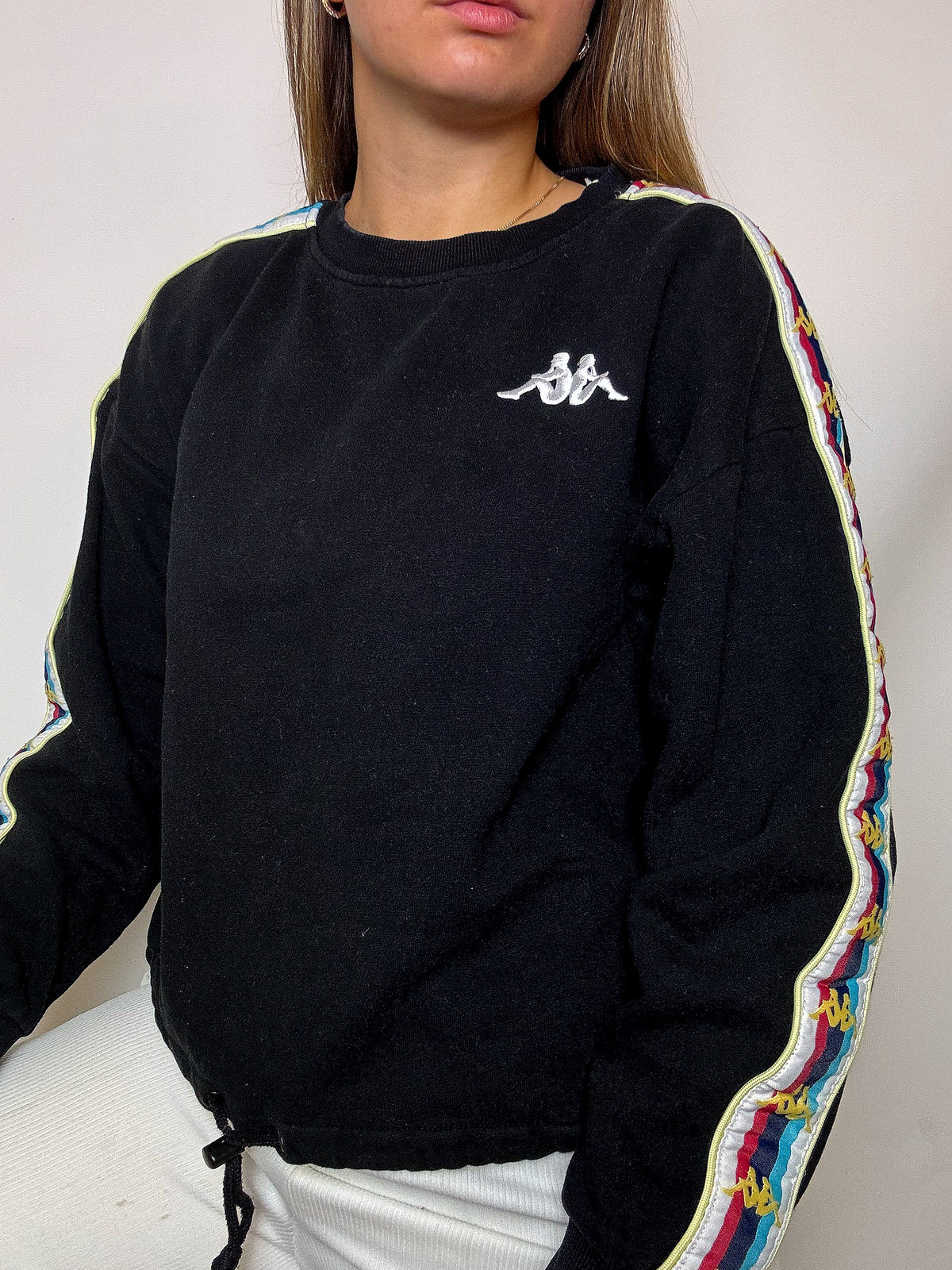 Black KAPPA crewneck sweatshirt S/M vintage