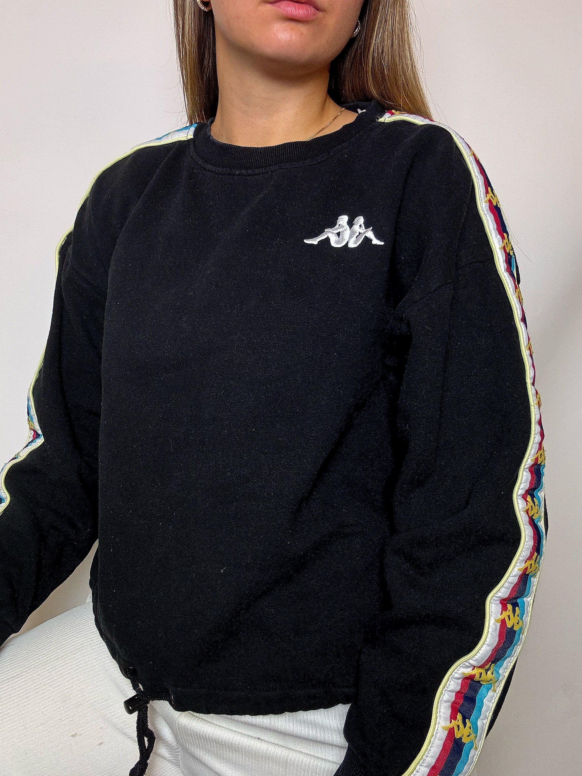 Black KAPPA crewneck sweatshirt S/M vintage