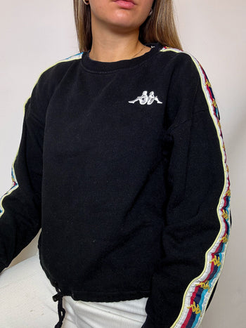 Sweat col rond noir KAPPA S/M vintage