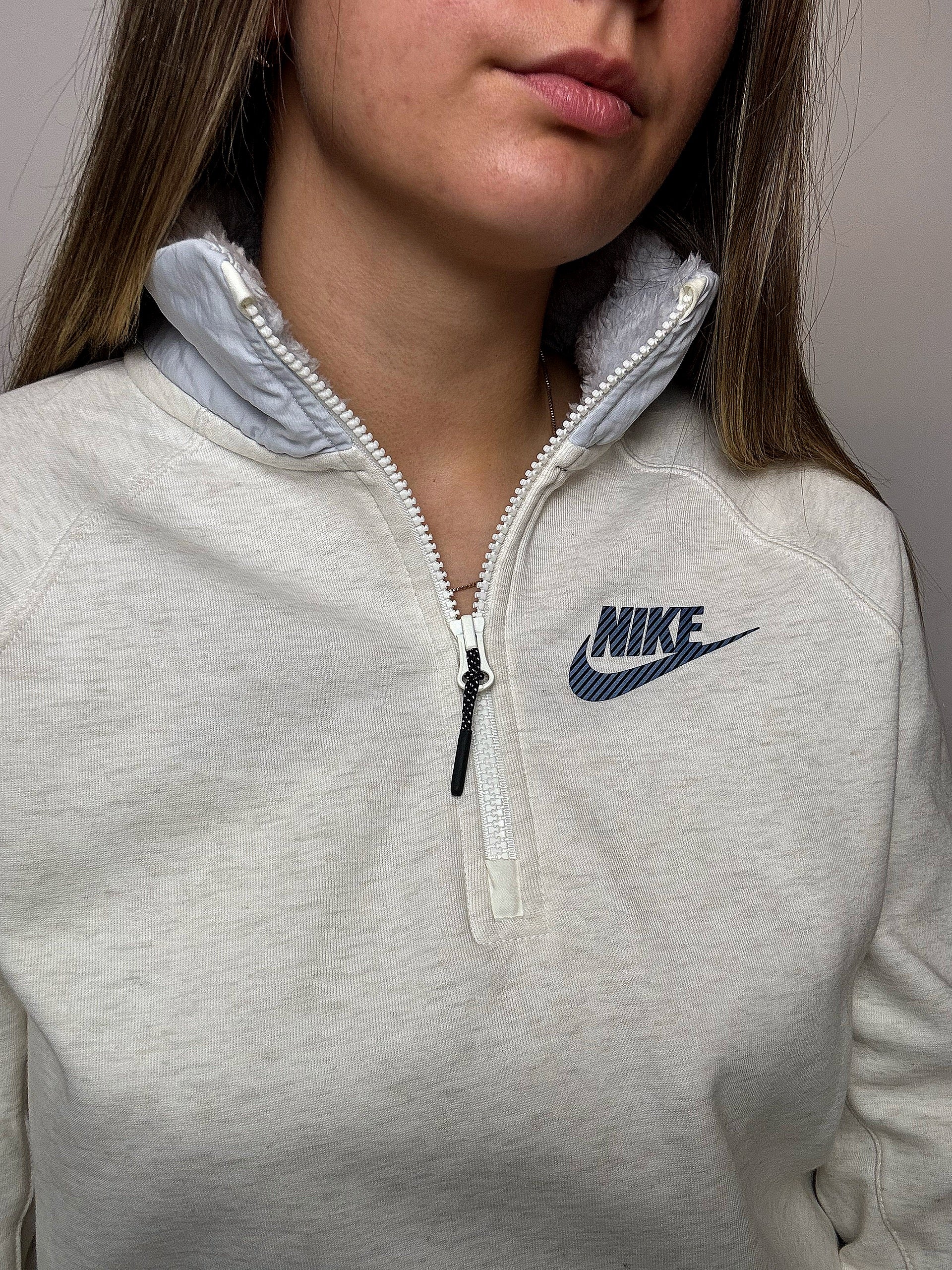Sweat col cheminée gris NIKE L vintage