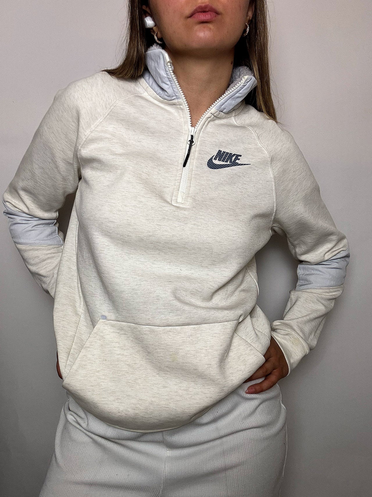 Sweat col cheminée gris NIKE L vintage