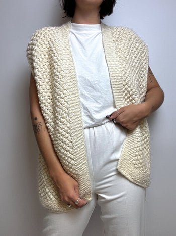 Gilet en maille blanc cassé M