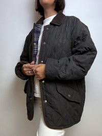 Brown quilted jacket lined vintage S/M 