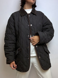 Brown quilted jacket lined vintage S/M 