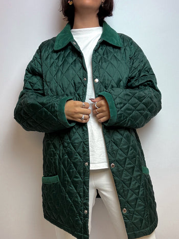 Veste matelassée verte vintage L