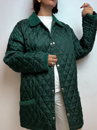 Vintage green quilted jacket L 