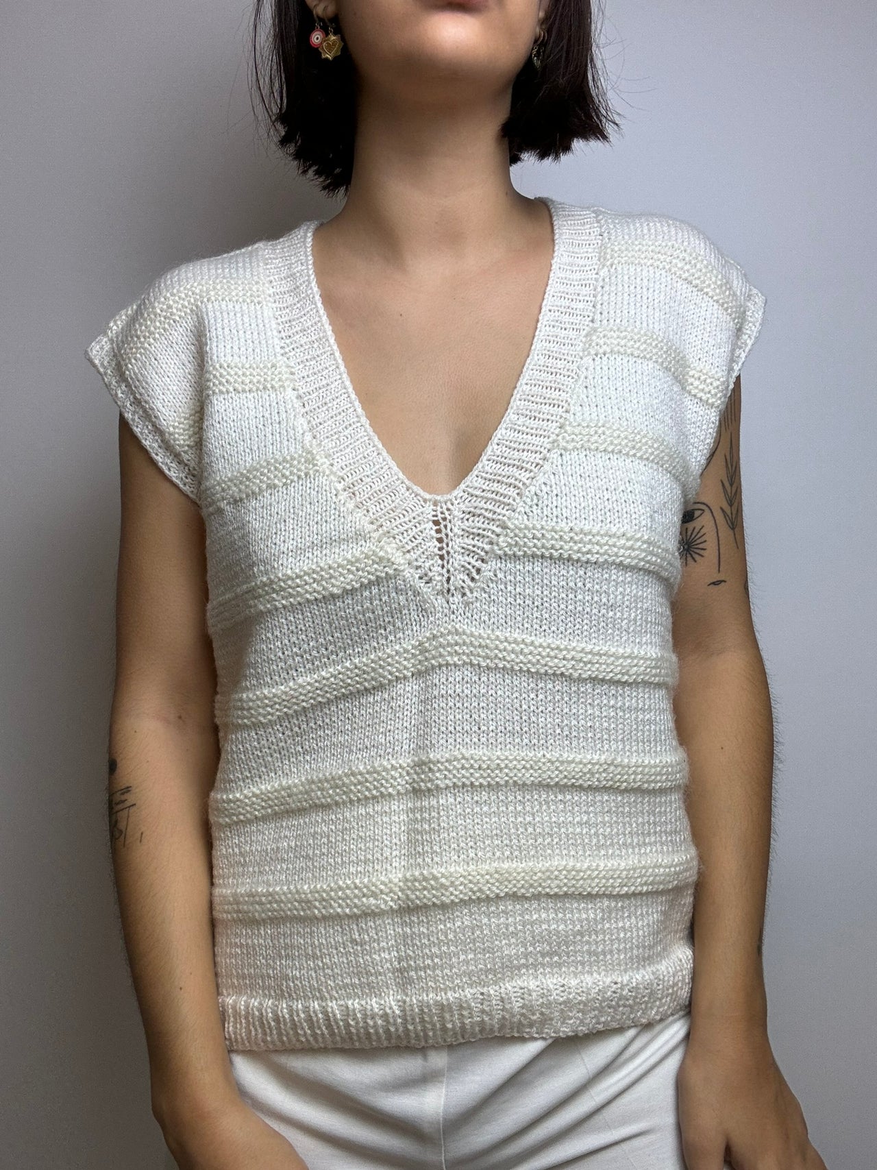 Gilet en maille blanc cassé S/M