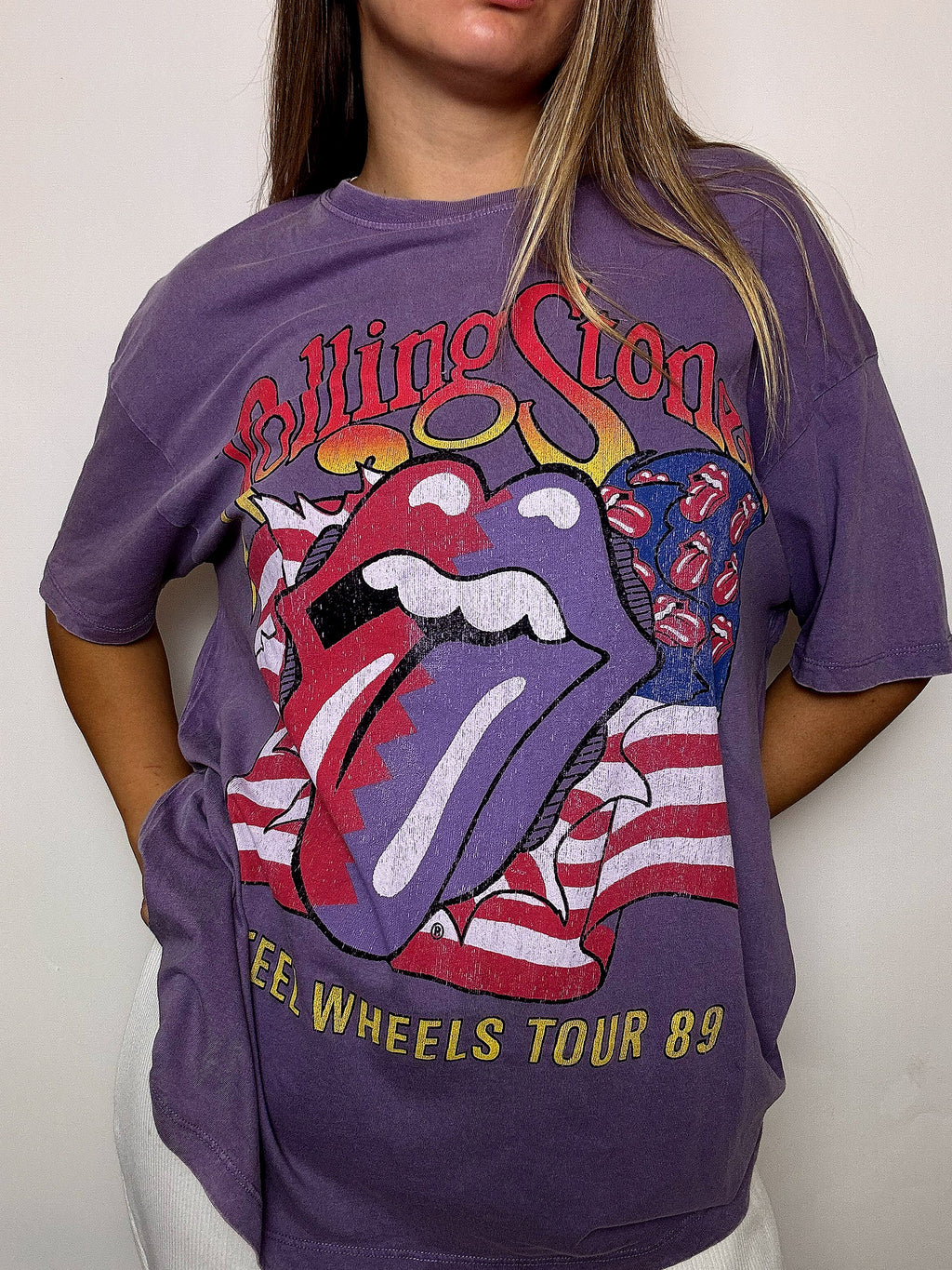 Lila T-Shirt ROLLING STONES L Vintage