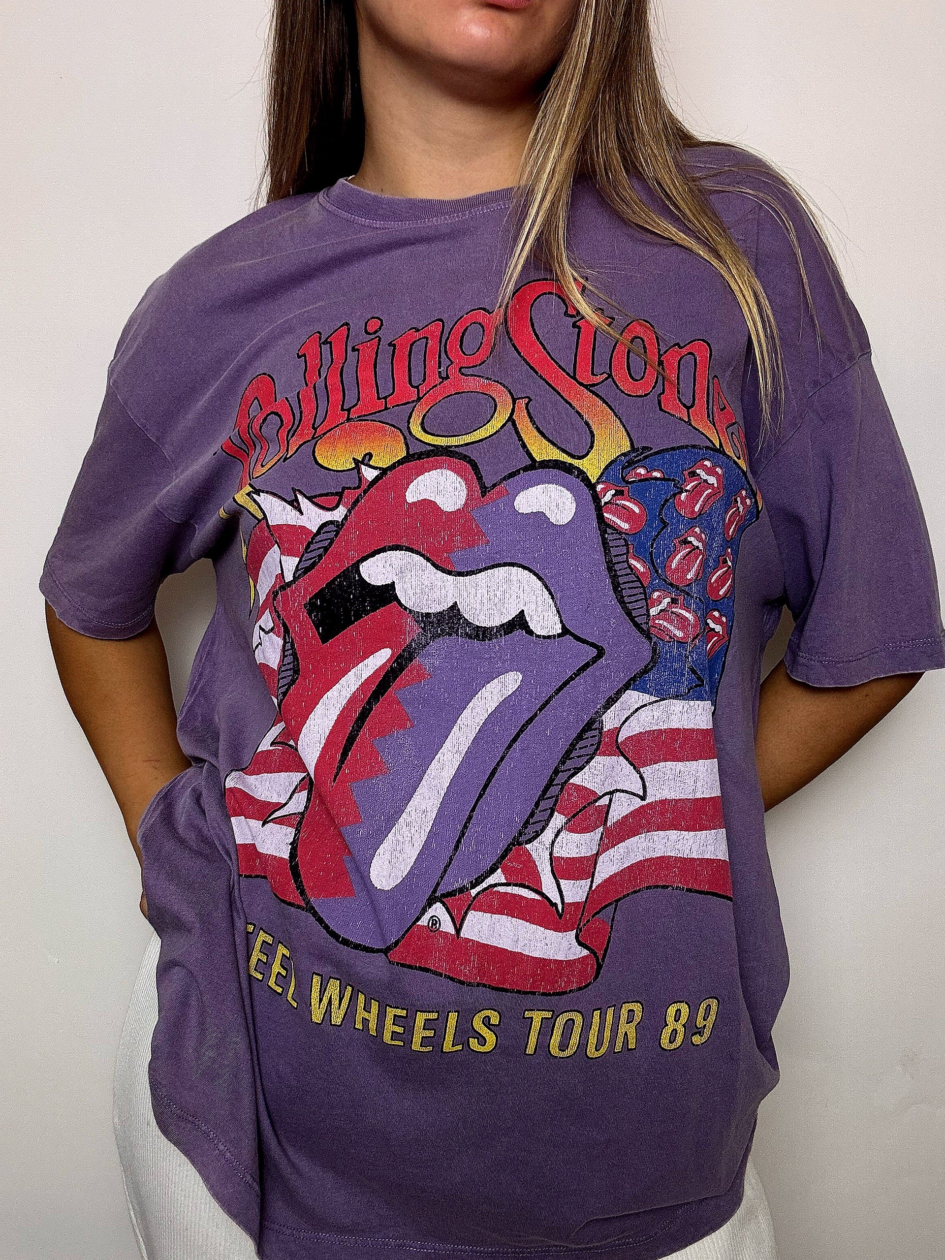 Lila T-Shirt ROLLING STONES L Vintage