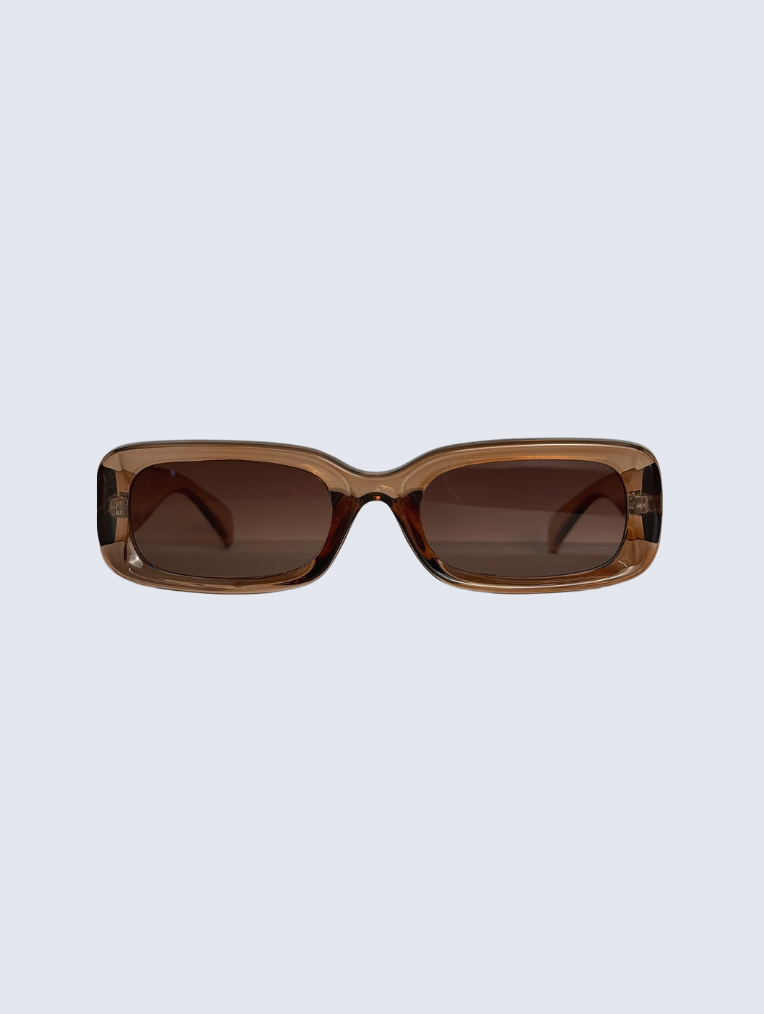 Lunettes recyclées rectangulaires brunes transparentes verres bruns