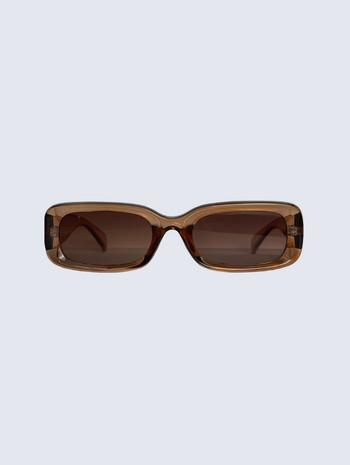 Lunettes recyclées rectangulaires brunes transparentes verres bruns