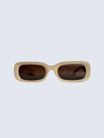 Lunettes recyclées rectangulaires beiges verres bruns