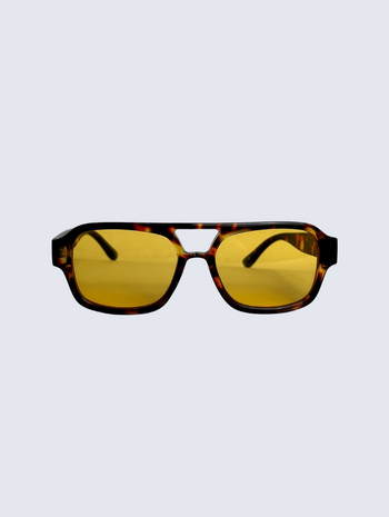 Lunettes recyclées 70's transparents écailles verres jaunes
