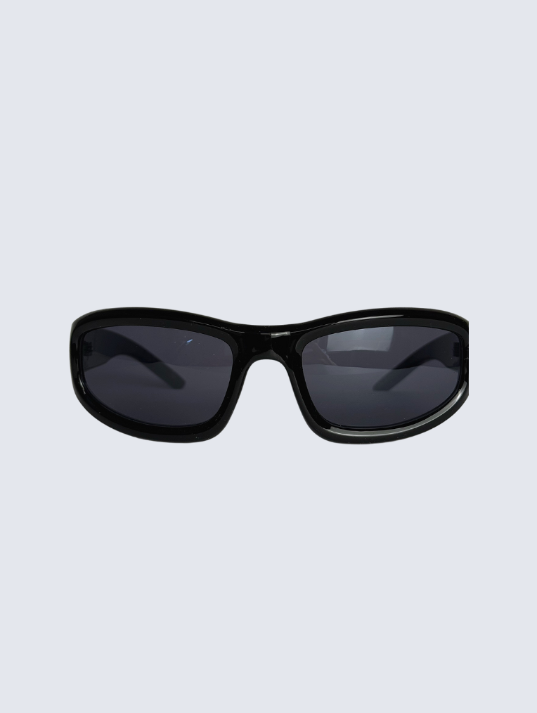 Blue recycled rectangular vintage glasses with blue lenses 