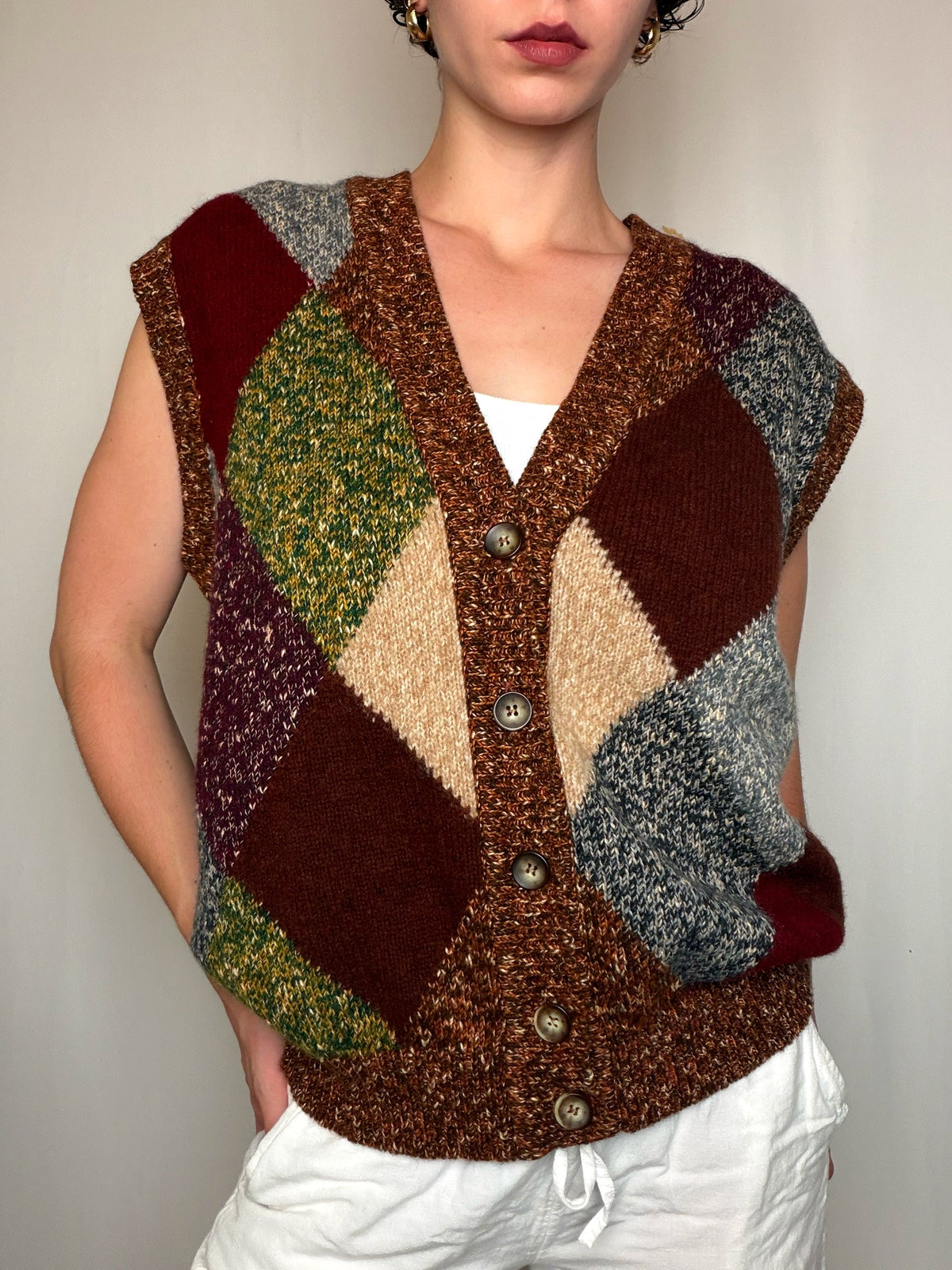 Gilet à carreaux L vintage
