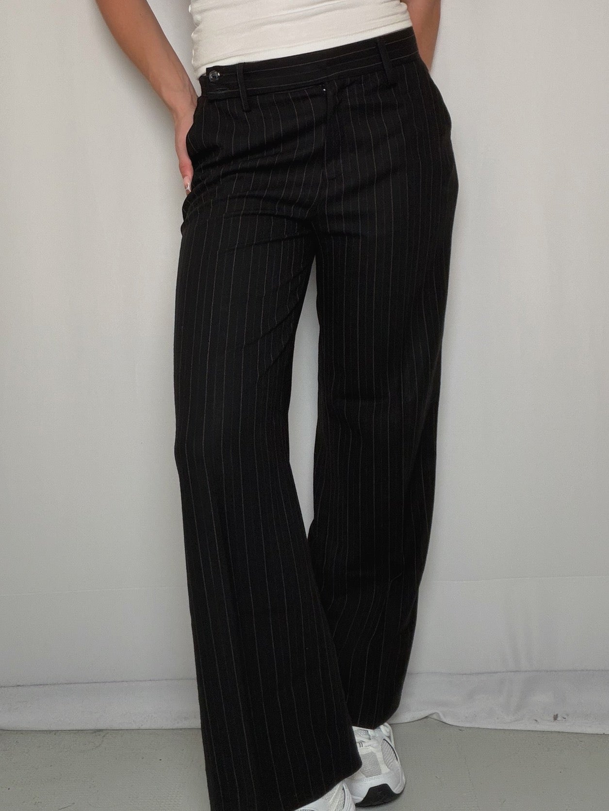 Pantalon noir rayé S vintage