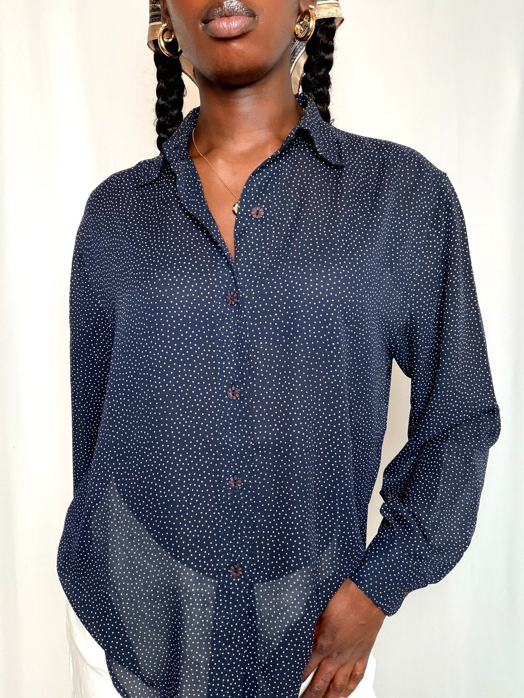 Ensemble marine à pois vintage