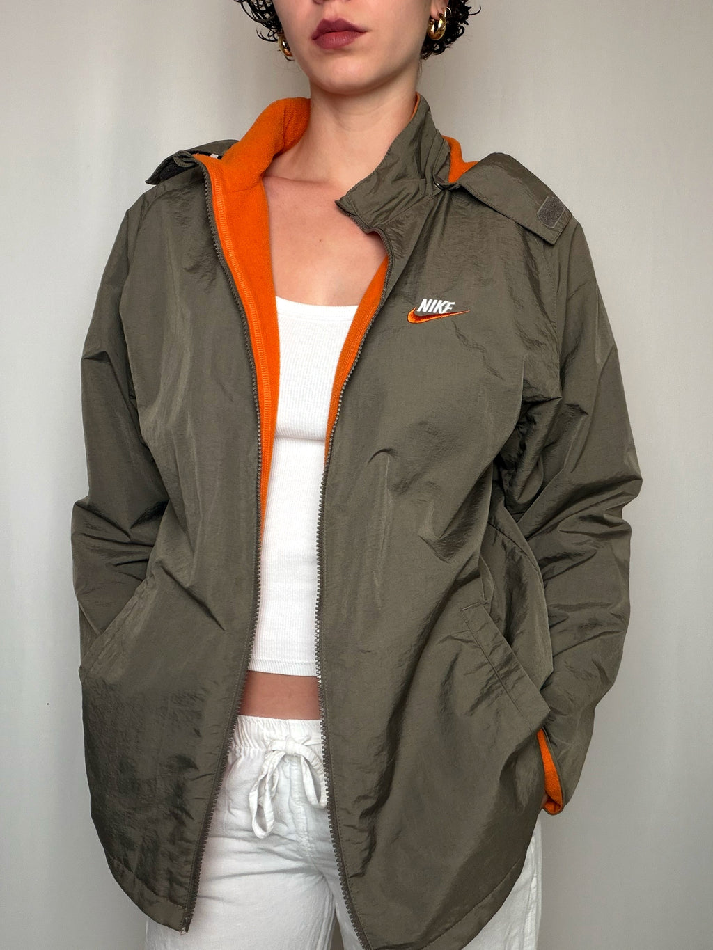 Jacket / polaire reversible kaki Nike S/M vintage