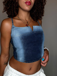 T-shirt en denim bleu S vintage