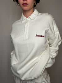 Sweat col polo blanc Timberland L vintage