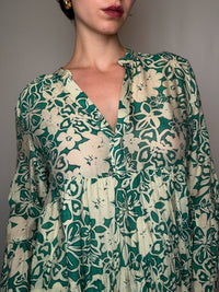 Robe imprimée verte M vintage