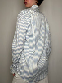 Chemise Rayures Bleu Marine Et Vert Sur Blanc Lacoste S/M vintage