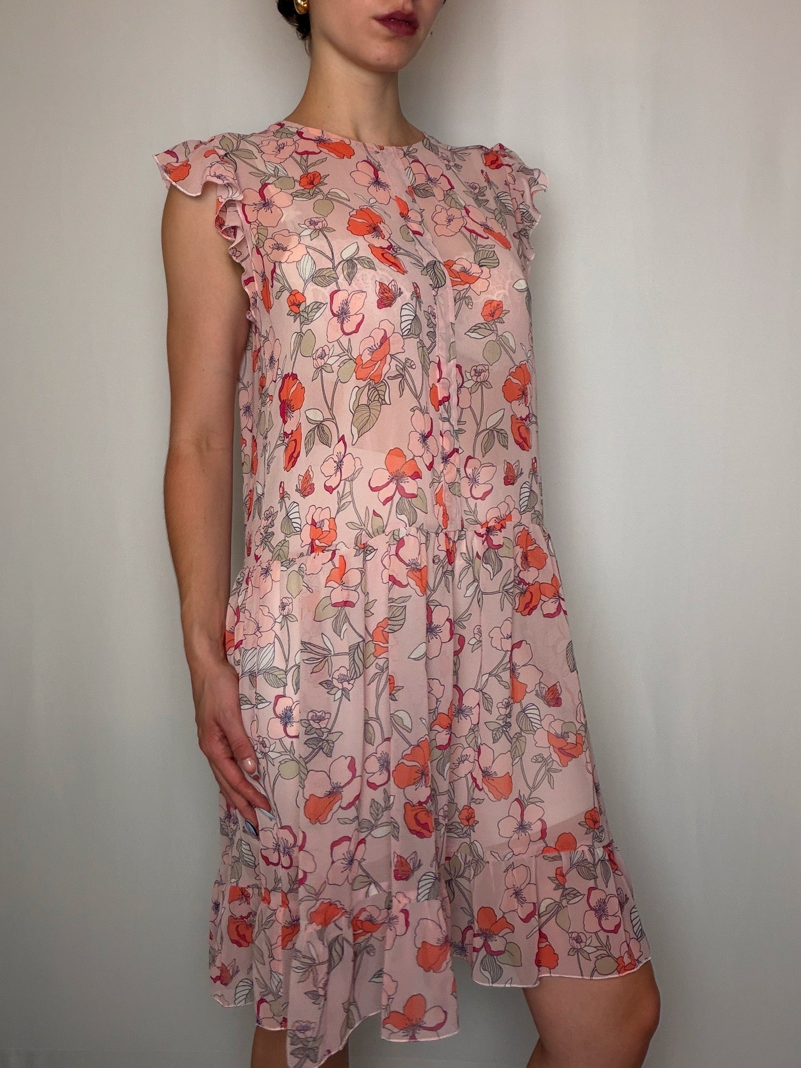 Robe Transparente imprinée Benetton S/M vintage