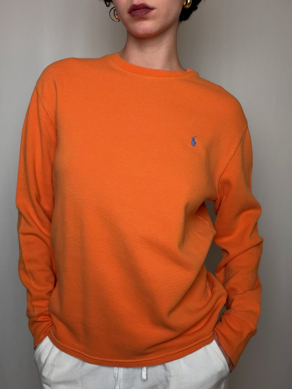 Sweat nid d'abeille Orange Ralph Lauren L vintage