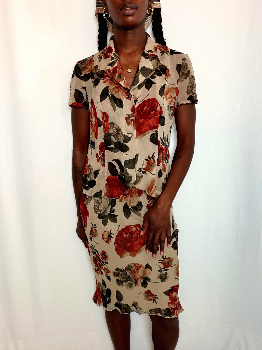 Ensemble à fleurs S/M vintage