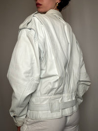 Veste en cuir Blanc Cassé M vintage