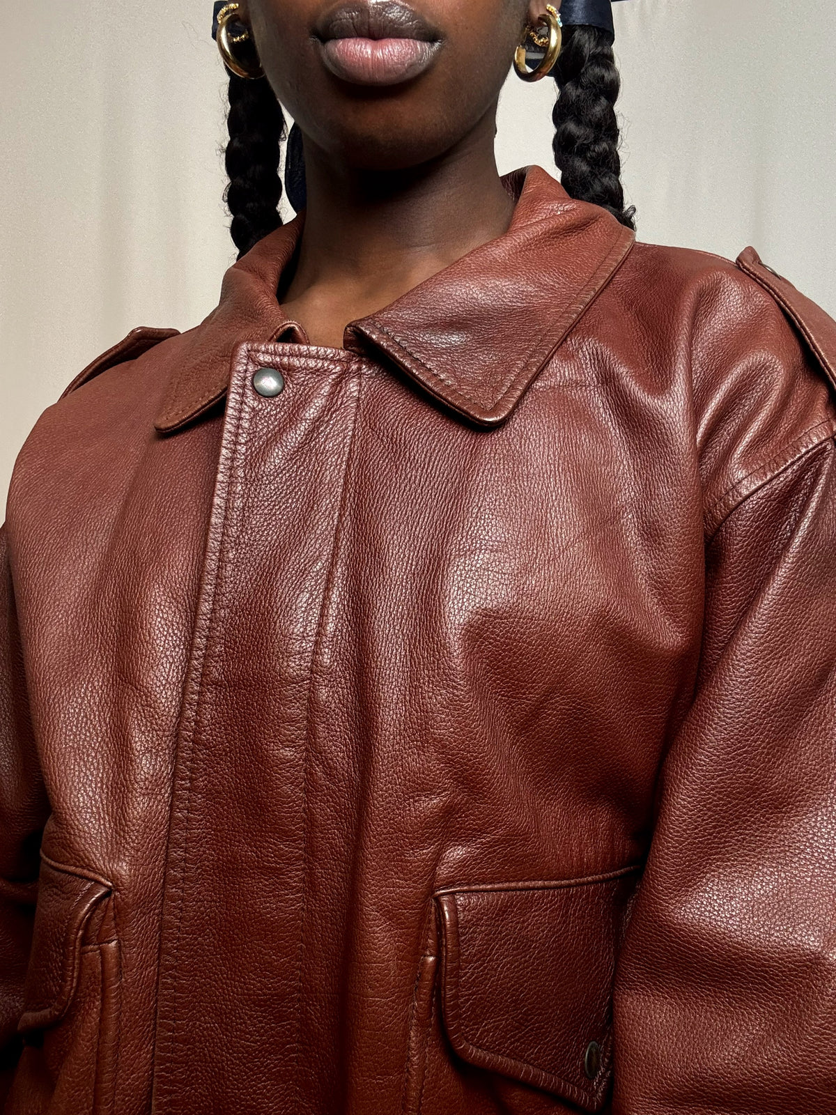 Blouson en cuir brune XL vintage