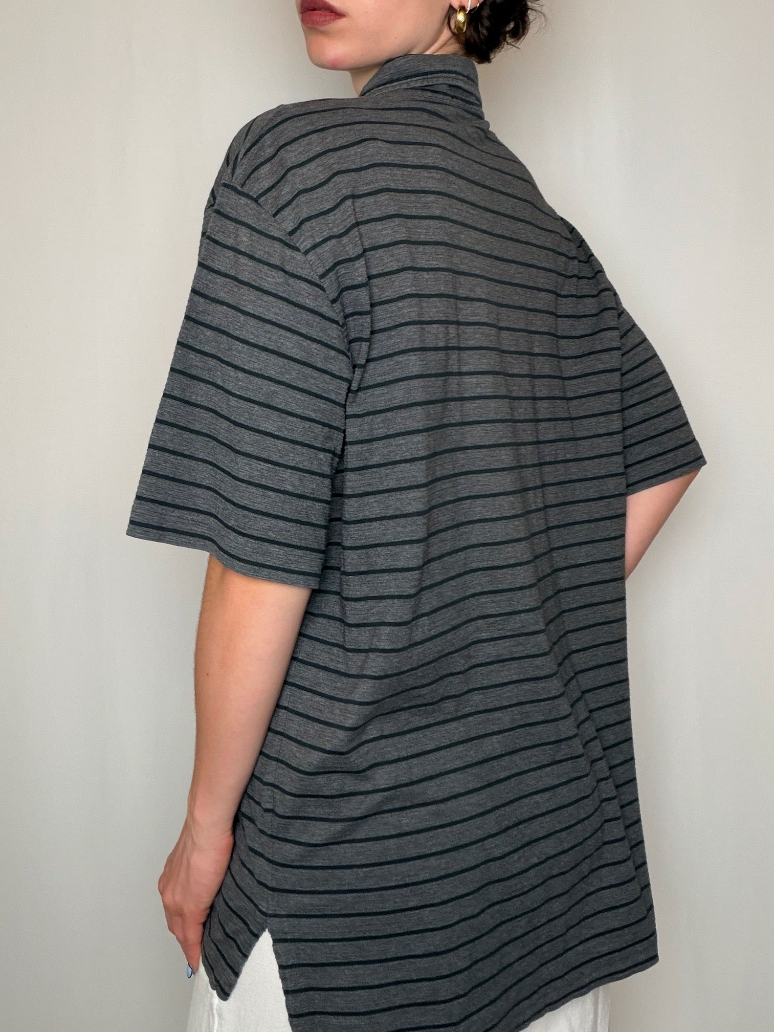 Polo rayé gris Ralph Lauren L vintage