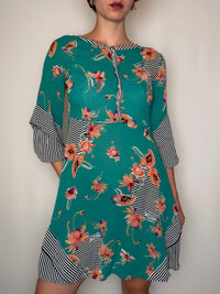 Robe Vert imprimé S/M vintage