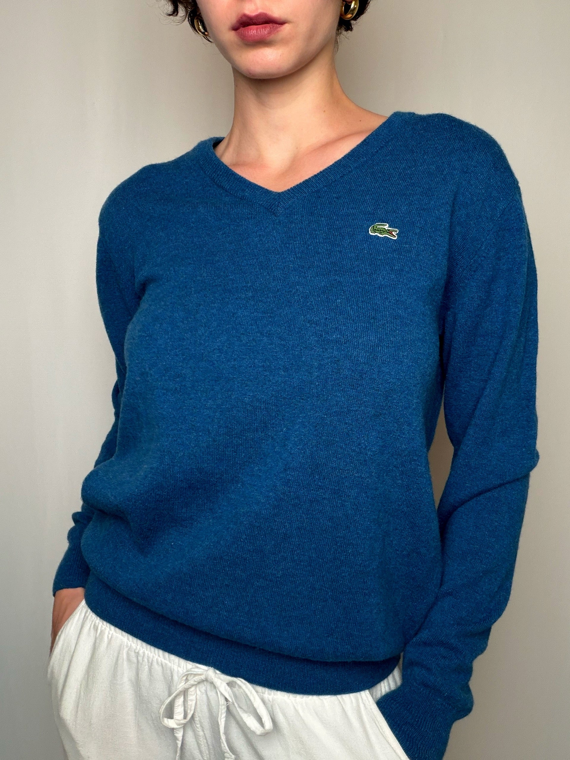 Pull bleu Lacoste M vintage