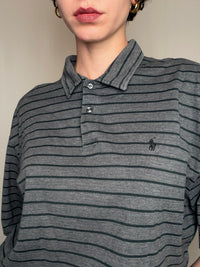 Polo rayé gris Ralph Lauren L vintage