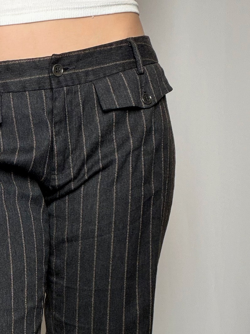 Pantalon brun rayé Benetton M vintage