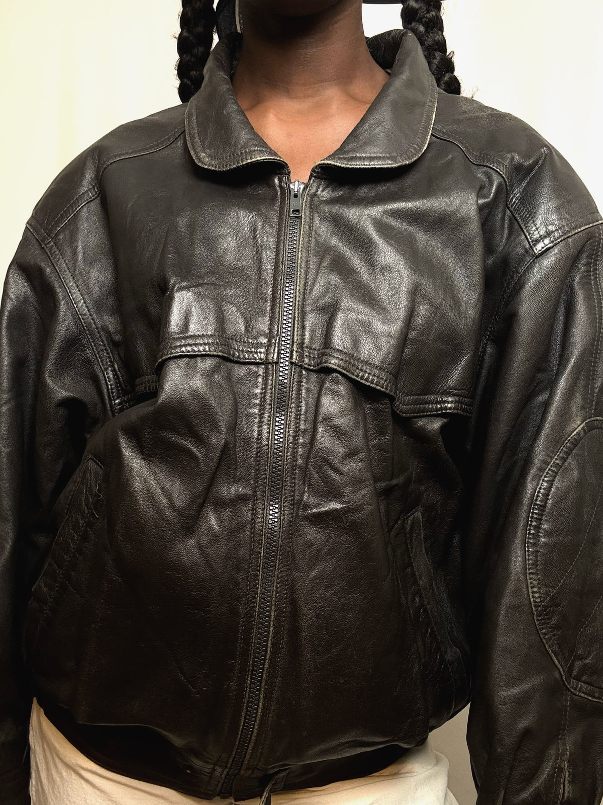 Blouson en cuir Noir L/XL vintage