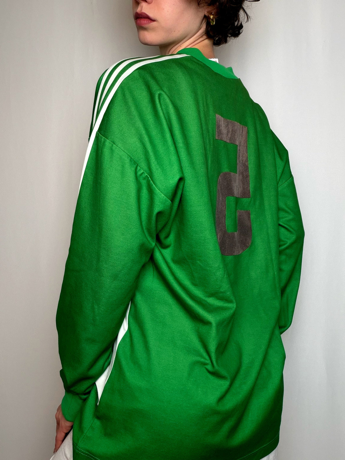 Maillot de sport vert et blanc Adidas M vintage
