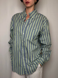 Chemise Rayures Bleu/vert/blanc Lacoste L vintage