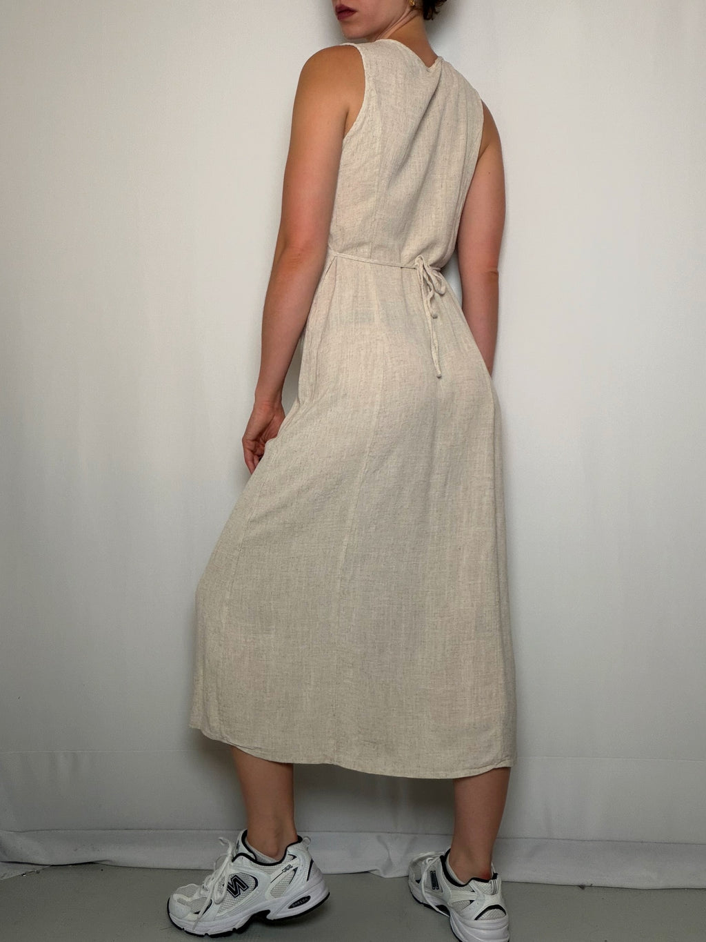 Robe beige en lin S vintage