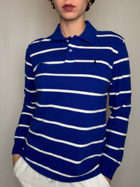 Polo rayé bleu et blanc Ralph Lauren S vintage
