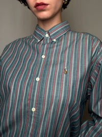 Chemise Rayé Bleu Pétrole / Bordeaux Ralph Lauren M/L vintage