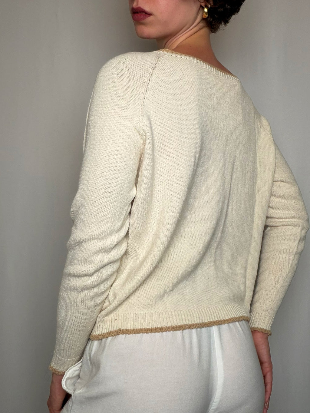 Pull col bateau Ivoire M/L vintage