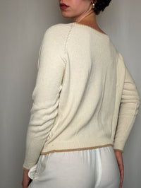 Pull col bateau Ivoire M/L vintage